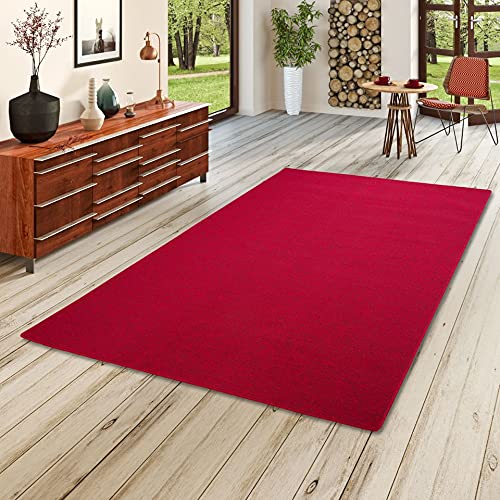 STRONG Feinschlingen Velour Teppich Rot in 24 Größen, Größe:100x100 cm