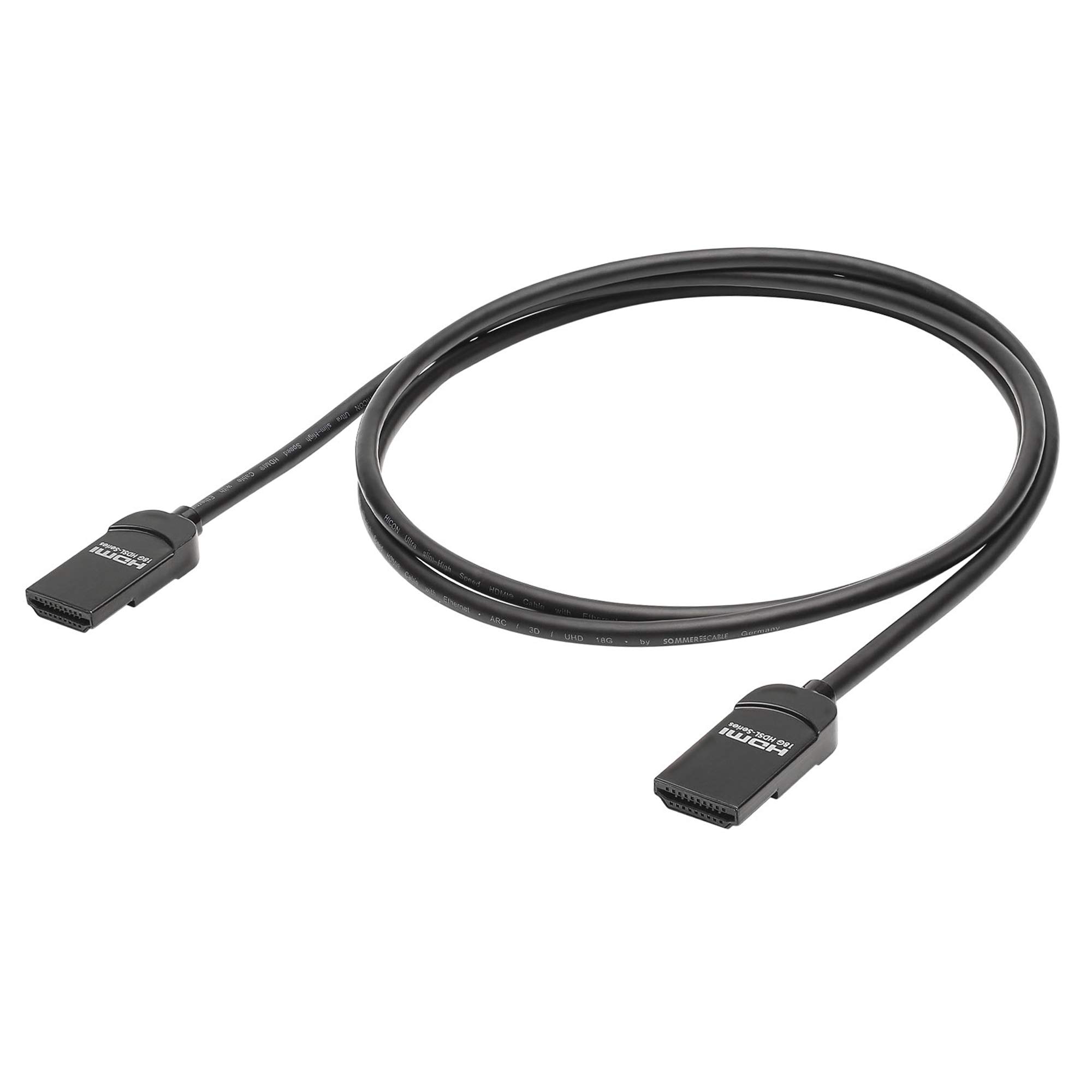 Hicon 75cm 18GBit/s HDMI-Kabel Ultra Slim Design 4K 60fps UHD 3D HDR 10 Premium HighSpeed mit Ethernet 0,75m flexibel kompakt leicht - HI-HDSL-0075