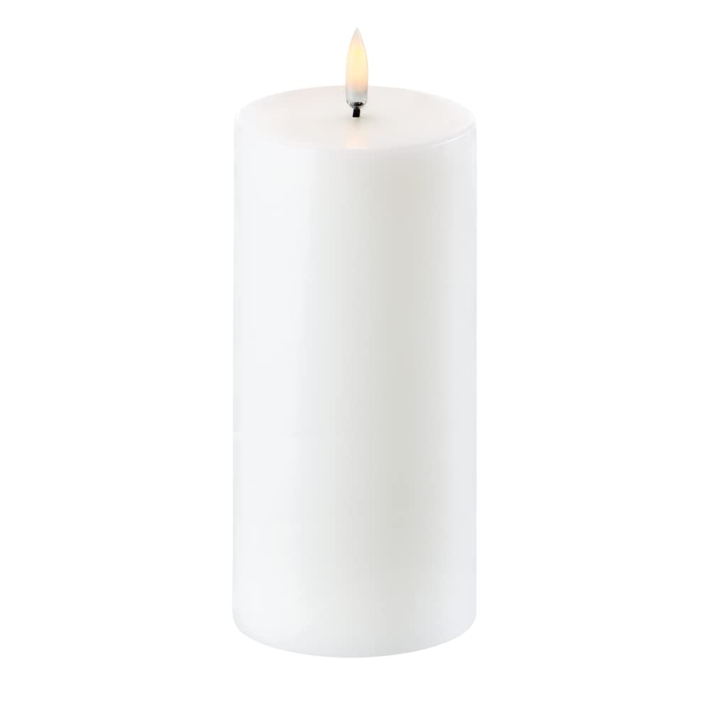 Piffany Copenhagen Uyuni Lighting Pillar LED Kerze 7,8 x 15 cm Echtwachs Weiss - 6 Stunden Timerfunktion - Keine Brandgefahr, Keine Rußbildung und kein Geruch