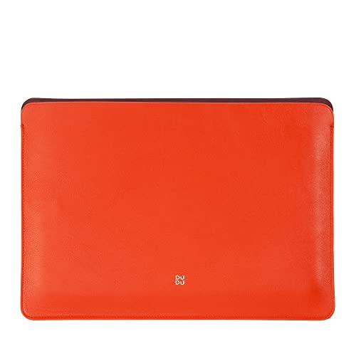 DUDU 13 Zoll PC-Hülle aus weichem Leder, farbige Schutzhülle für Laptop Notebook MacBook 13" Zweifarbiges Slim Design Orange
