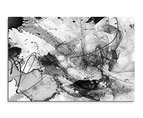 Sinus Art Abstrakt 1038-120x80cm SCHWARZ-Weiss Bilder - Wandbild Kunstdruck in XXL Format - Fertig Aufgespannt – TOP - Leinwand - Wand Bild - Kunst Bild - Wandbild abstrakt XXL