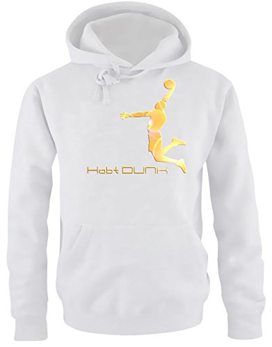 Coole-Fun-T-Shirts Habt Dunk Basketball Slam Dunkin Kinder Sweatshirt mit Kapuze Hoodie Weiss-Gold, Gr.164cm