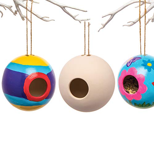 Baker Ross Runde Keramik-Vogelhäuschen (2 Stück) – Frühlings-Bastelidee für Kinder zum Verzieren und Gestalten