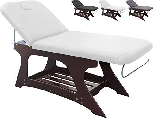 Polironeshop VIRTUS Feststehendes Holzbett für Massage-Kosmetikzentrum (Weiß)