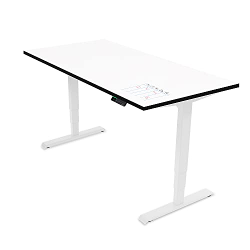Ergotopia Desktopia Draw höhenverstellbarer Schreibtisch mit Whiteboard Platte - Beschreibbarer Schreibtisch höhenverstellbar mit OLED Display & Kollisionsschutz 2.0