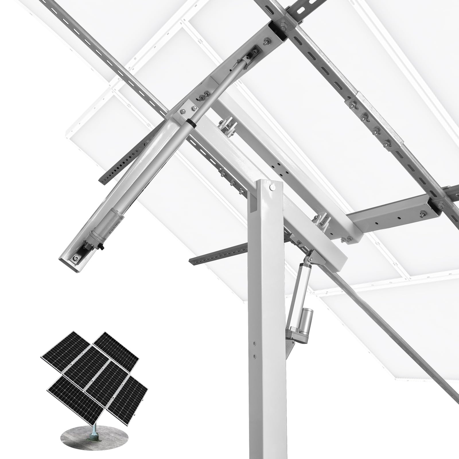 ECO-WORTHY Solarpanel Halterung Zweiachsiges Tracking-System(Steigerung um 40% Leistung) mit Tracker-Controller, komplettes Solar-Tracker-Kit, ideal für verschiedene Solarmodule, für Hof/Farm/Feld