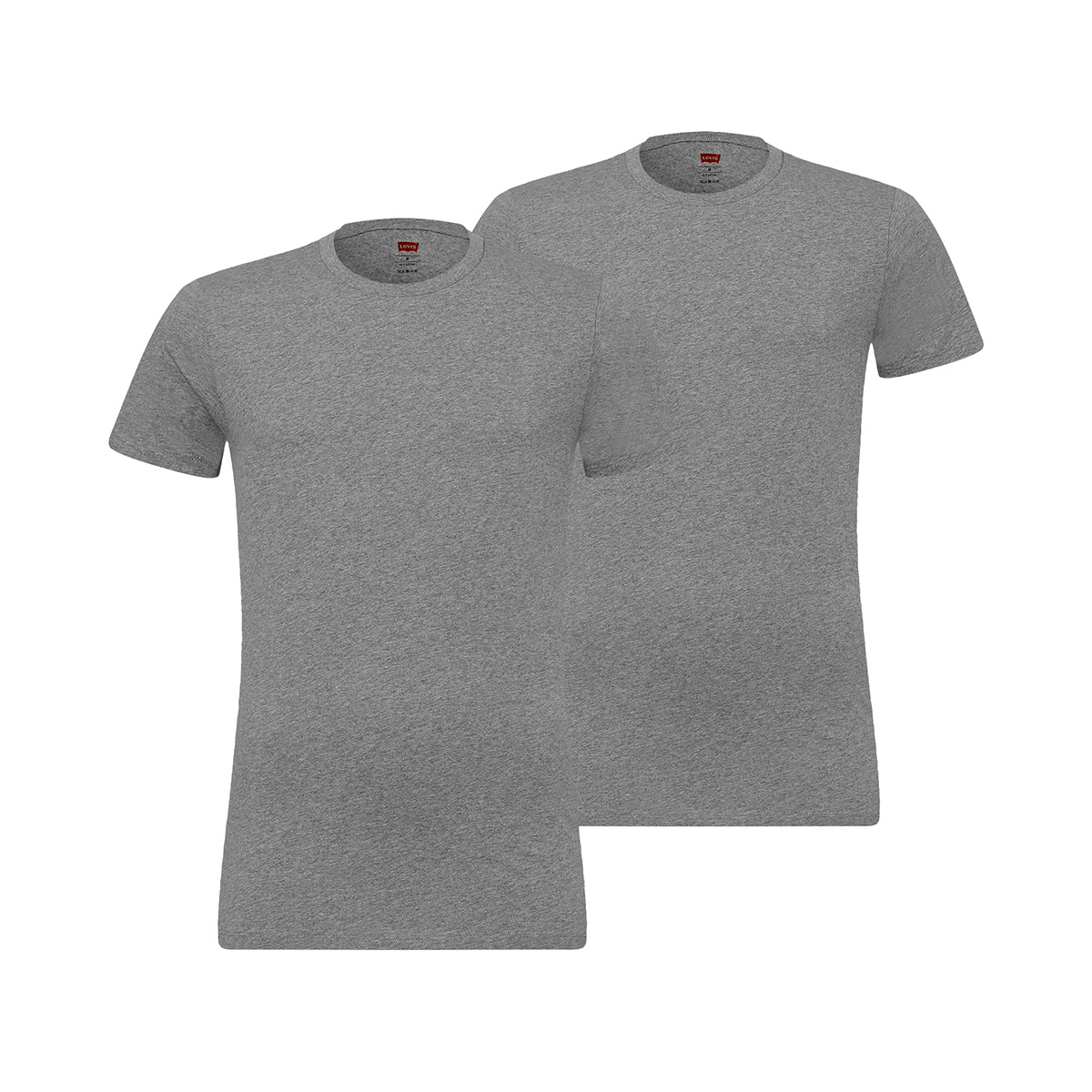 Levi's Herren Levis Men SOLID Crew 2P T-Shirt, Grau (Middle Grey Melange 758), Large (Herstellergröße: 030) (2er Pack)