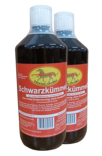 Horse-Direkt Schwarzkümmelöl 2 x 1L, original ägyptisch, kaltgepresst, Pferde, Hunde