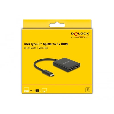 Delock USB Type-C™ Splitter (DP Alt Mode) 2 x HDMI out 4K 30 Hz