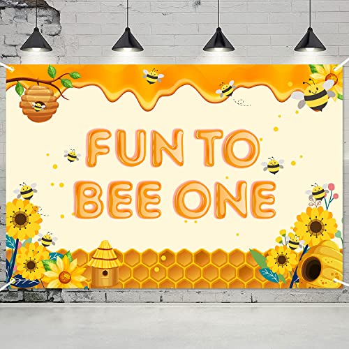 Fun to Bee One Hintergrund zum 1. Geburtstag, Banner, Dekorationen, Honig-Sonnenblumen-Thema, erster Geburtstag, Hintergrund für Baby, Mädchen, Jungen, Fotografie, Party, Dekoration, Zubehör, Gelb