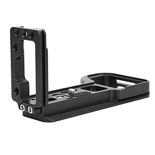Kamera-Schnellwechselplatte, Dehnbare Aluminiumlegierung L-förmige Schnellwechselplatte Handgriffhalterung für spiegellose Sony A6600 ILCE-6600-Kamera(Schwarz)