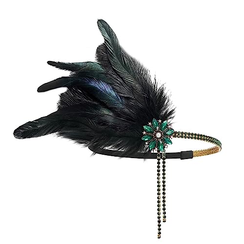 Frauen Flapper Feder Kristall Stirnband Mode Kopfschmuck Vintage Party Kostüm Kleid Haar Zubehör frauen Geschenke Federn Stirnband (Color : B)