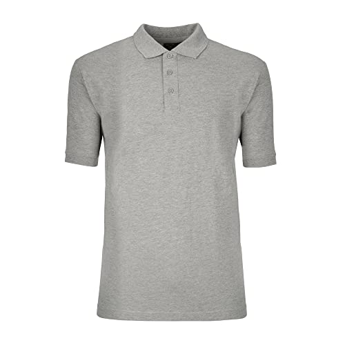 Poloshirt Herren, T-Shirt mit Kragen, Polo Shirt Basic, Polohemd Herren einfärbig, Premium Qualität, grau meliert, 4XL
