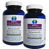 FLOHSAMEN Premium feine Flohsamenschalen INDIEN 240 (2x120) Psyllium Ballaststoff Kapseln ca. 3000 mg. Diät + Darmflora + Verdauung + Sattmacher NATUR pur. 26610-2