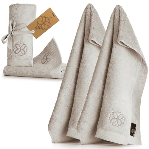 Liebenstein® Premium Handtuch Set - in sandgrau - 2 Duschtücher 70x140 cm und 2 Handtücher 50x100 cm aus feinster Baumwolle mit 550 g/ m² - außergewöhnlich weich und saugstark