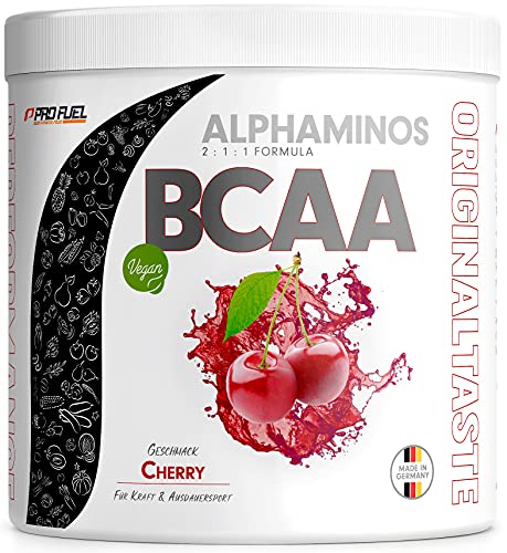 BCAA Pulver 300g - TESTSIEGER - ALPHAMINOS BCAA 2:1:1 - Das ORIGINAL von ProFuel | Essentielle Aminosäuren | Unfassbar leckerer Geschmack (Kirsche)