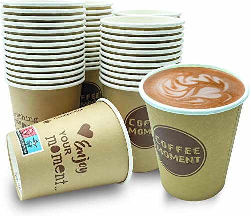 clearfee 1000 Stk. Premium Pappbecher To Go 300 ml 12 oz Kaffeebecher geeignet für heißen und kalten Getränken Einweg Kaffeebecher extra Breit geeignet für alle Kaffeeautomaten