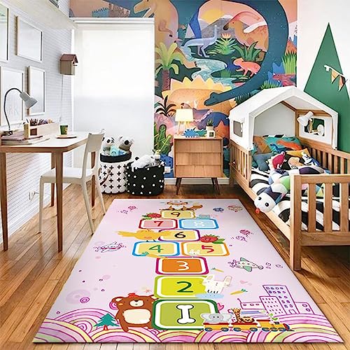 Hopscotch Spielteppiche, Spielteppiche für Kinder, weicher, langlebiger Bodenteppich für Schlafzimmer, Spielzimmer, Kinderzimmer, tolles Geschenk für Mädchen und Jungen (Größe: 180 x 280 cm) ( Color :