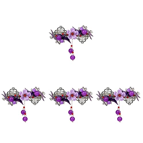 SHUBIAO 6 Stück Vintage Dekorative Blume Blume Haarspangen for Frauen Dekorative Haarspangen Haarschmuck for Frauen Haarspange Quaste Haarspangen (Color : Purplex4pcs, Size : 8.6X3.8X2.5CMx8pcs)