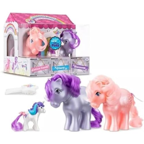 Mein kleines Pony | Sammlerpaket zum 40-jährigen Jubiläum - Perlmuttblüte, Zuckerwatte und Mini-Ruhm |Spielzeug-Geschenkset, Retro-Pferdespielzeug für Mädchen und Jungen, Alter 4+ | Basic Fun 35339