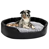 Dog Supplies Hundebett schwarz und grau 90x79x20 cm Plüsch und Kunstleder Tiere & Haustierbedarf