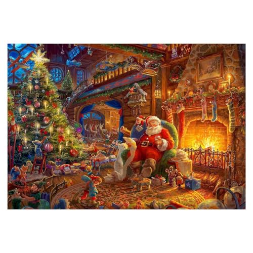 Desikixudy Weihnachtsmann mit Weihnachtsbaum, 1000 Teile, Weihnachtspuzzle, Familie, Lustige Dekompressionsspiele, Langlebig