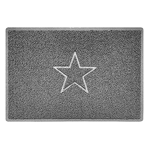 Nicoman Star Geprägt Fußmatte-(Geeignet für Innen- und Schützen Außen), Groß (90x60cm), Grau