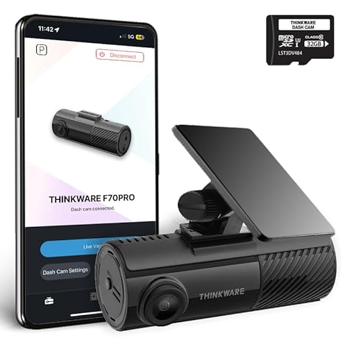 THINKWARE F70 PRO Dashcam 1080P Front, 140° Weitwinkel-Armaturenbrett-Kamerarekorder mit G-Sensor, gepuffert Parkmodus, Nachtsicht, 32GB WiFi Autokamera