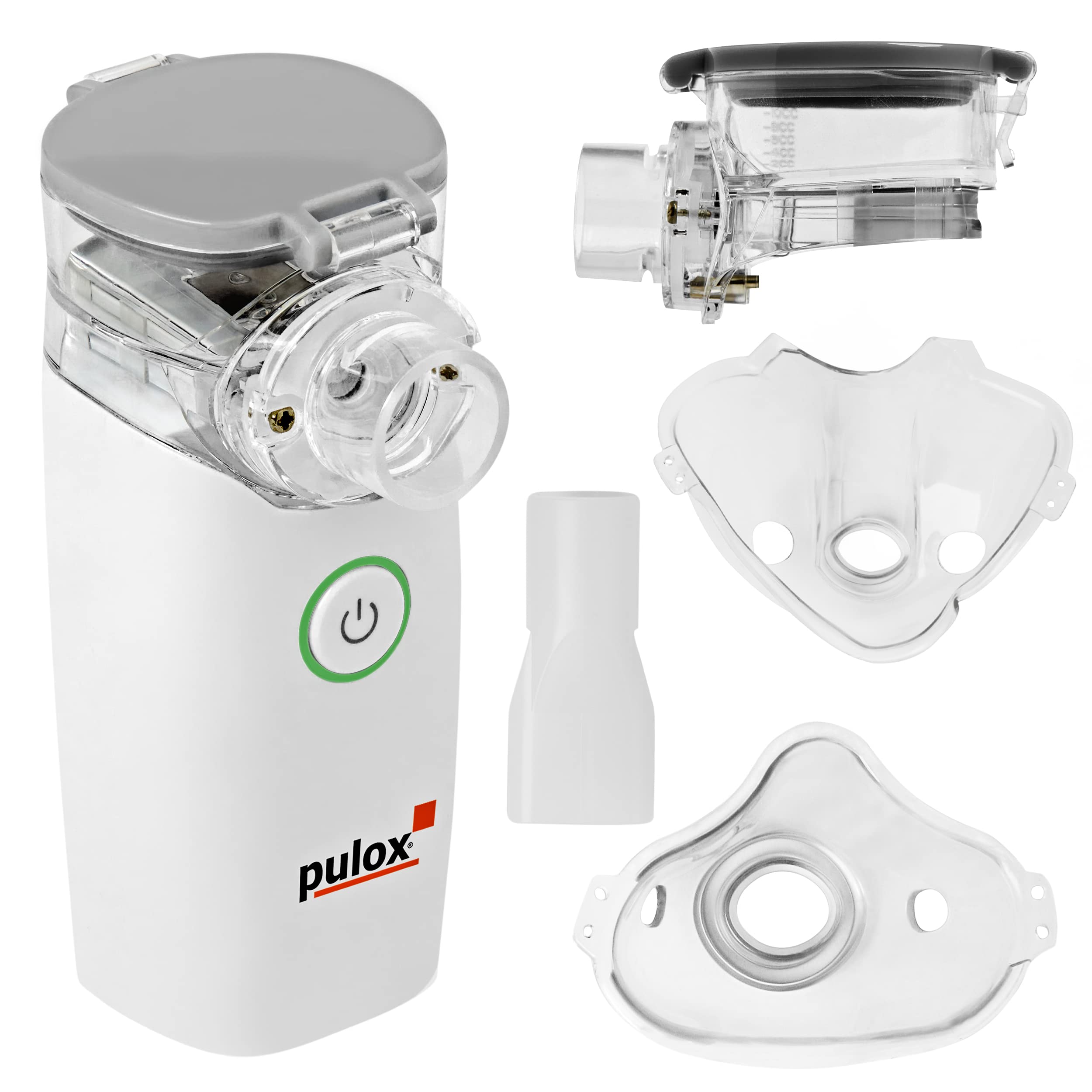 Pulox Nebulizer IN-100 - Tragbarer und leiser Inhalator Vernebler Inhalationsgerät mit Masken für Kinder und Erwachsene bei Erkältungen