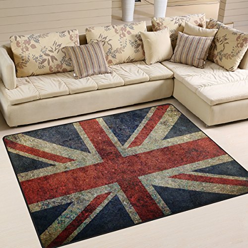 Use7 Shabby UK Flagge Union Jack Teppich für Wohnzimmer Schlafzimmer 160 cm x 122 cm