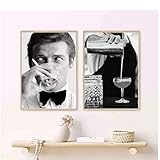 Berühmter Schwarzweiss-Schauspieler Roger Moore-Plakat-Druck-Figuren-Malerei Vintage Moderne Wandbilder für das Leben in Rom Home Decor-50x70x2Pcscm Kein Rahmen