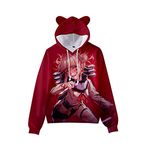 Unisex Herren Damen My Hero Academia Hoodie Sweatshirt mit niedlichem Ohr, 3D Hooded Hip Hop Harajuku Streetwear Hoodies Sweatshirts Gr. L, Typ1