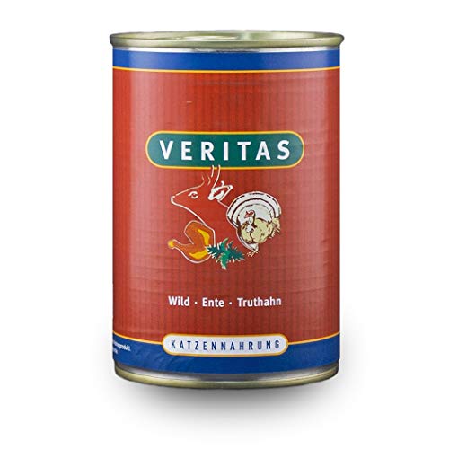 veritas Katzenmenü Wild - Ente - Truthahn 400 g Dose 90% Fleisch, Innereien & Fleischsäfte Katzennahrung Gourmet Nassfutter ohne Konservierungsstoffe (36x400g)