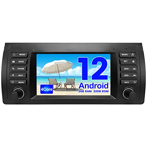 AWESAFE Android Autoradio für BMW E39 1 Din Android 12 Radio mit Navigation Carplay Android Auto unterstützt Bluetooth FM/AM DAB+ WiFi USB