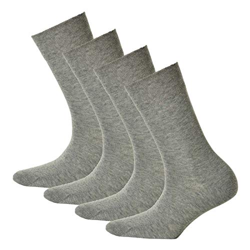 Hudson 4 Paar Damen Socken, Relax Cotton Strumpf, Komfortbund, uni (4x 1 Paar) (Silber (0502), 35-38 (4 Paar))