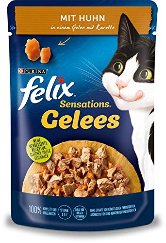 FELIX Katzennassfutter Sensations Gelees mit Huhn und Karotte 24 x 85 g