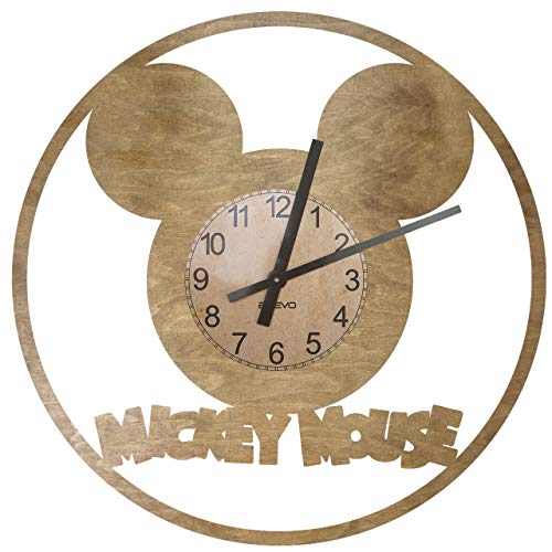 EVEVO Mickey Maus Wanduhr aus Holz 50cm 109 Farben zur Auswahl Retro-Uhr Handgefertigte Vintage Geschenk Stil Raumdekoration Hause Großes Geschenk Uhr Mickey Maus