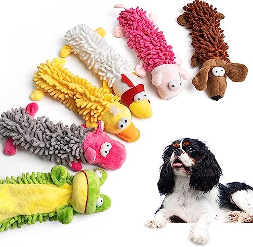 Pet Soft Hundespielzeug, Quietschspielzeug für Hunde, Plüschspielzeug für Hunde, 6 Stück Tauziehen Quietschendes Hundespielzeug mit Knitterpapier für Breeds, Welpen, kleine, mittlere Hunde