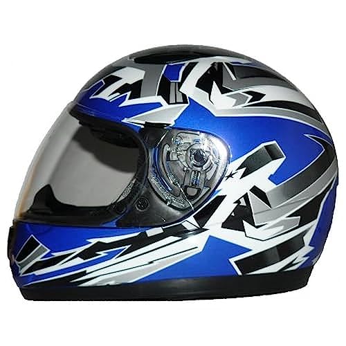Protectwear SA03-BL-XS Kinder Motorradhelm, Integralhelm, Größe XS (YL 52-53cm), Blau/Weiß