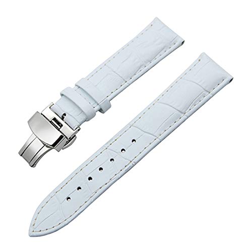 14mm-24mm-echtes Leder-Armband mit Quick Release Schmetterling Schliesse Armband Croco Korn-Armband Weiß, 16mm
