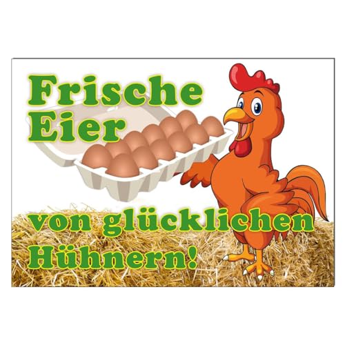 Werbeschild Frische Eier von glücklichen Hühnern A3 (42x30 cm)