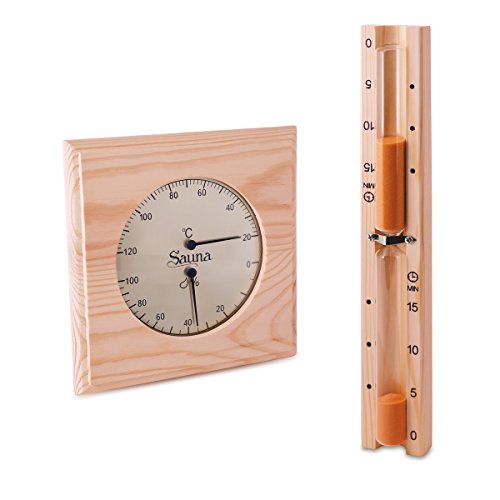 Sauna Set - Hygrometer Thermometer & Sanduhr Basic Klimamesser Meßgerät