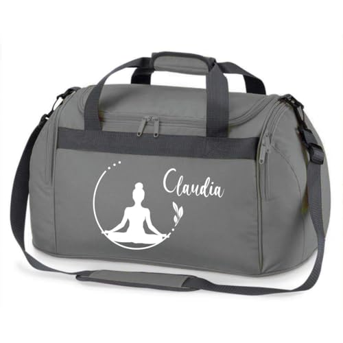 minimutz Sporttasche Schwimmen für Kinder - Personalisierbar mit Name - Schwimmtasche Meerjungfrau Duffle Bag für Mädchen und Jungen (grau)