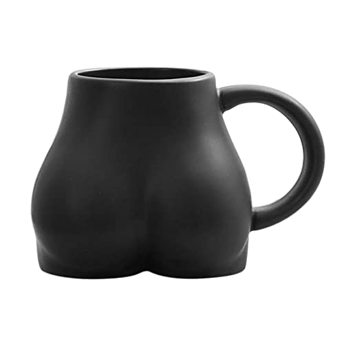 LOVIVER Kaffeetasse Personalisiert Po-Becher 300ML, Kaffeebecher Porzellan Aussehen des Hinterns Lustige Tasse mit Henkel Geschenke für Beste Freunden - Schwarz
