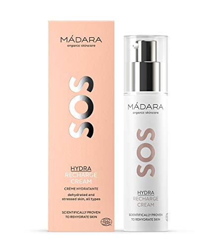 MÁDARA Organic Skincare | SOS HYDRA Recharge Cream – 50 ml, intensive feuchtigkeitsspendende Creme, angereichert mit Antioxidantien aus Nördlicher Pfingstrose, Leinsamen und Hyaluronsäure, Vegan