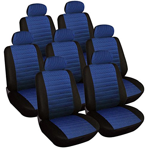 eSituro SCSC0041 7er Einzelsitzbezug universal Sitzbezüge für Auto Schonbezug Schoner aus Polyester blau