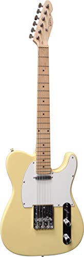 ELEKTROGITARRE CREME - E-GITARRE MIT MASSIVHOLZKÖRPER - VISION SOUND - AHORN HALS - WEIßER PICKUP + KABEL - TL