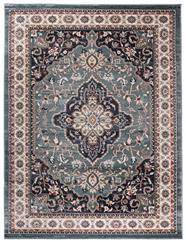 Carpeto Orientteppich Teppich Blau 120 x 170 cm Medaillon Klassisch Muster - Wohnzimmer Schlafzimmer Esszimmer