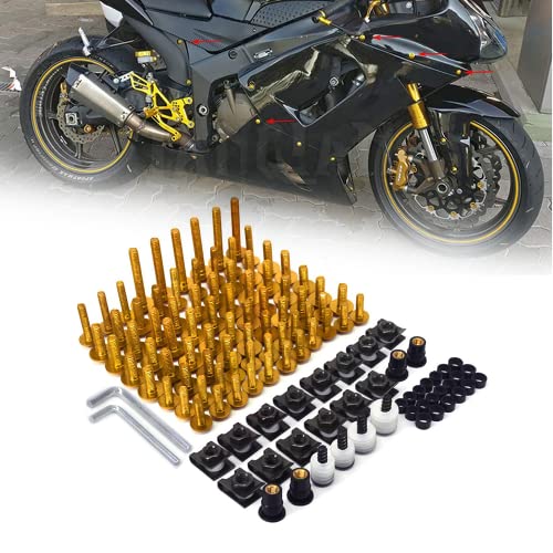Aluminium-Universalschrauben-Set, für Motorrad-Verkleidung, Befestigungsschrauben, Mutter, Dirtbike, Bolzen-Set, passend für RM250, RMZ250, RMZ450, DRZ400, Gold