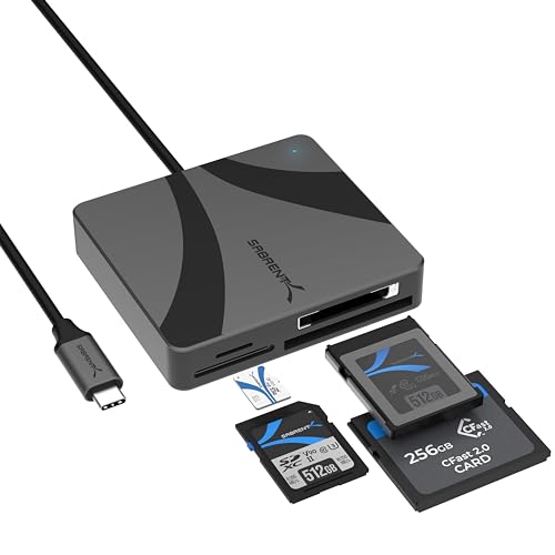SABRENT USB-C Multi-Kartenleser für CFexpress Typ B, CFast 2.0 und microSD/SD (CR-C4PM) Karten
